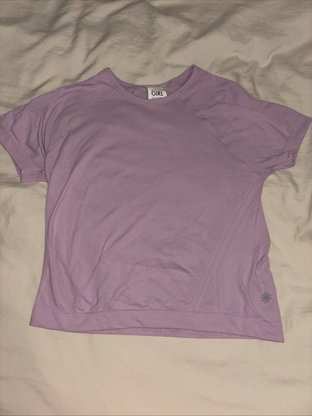 Athleta Girl Shirt Youth M Medium Pink Lavender Short Sleeve Mesh Athletic Teee